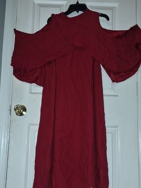 Eloquii Cold Shoulder Batwing Overlay Red Sleeveless Dress Size 20
